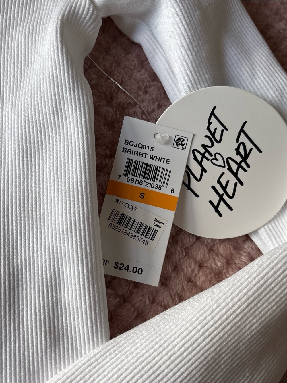 NWT Derek Heart Sweetheart Square Neck Ribbed Long Sleeve Top - White - Picture 3 of 4
